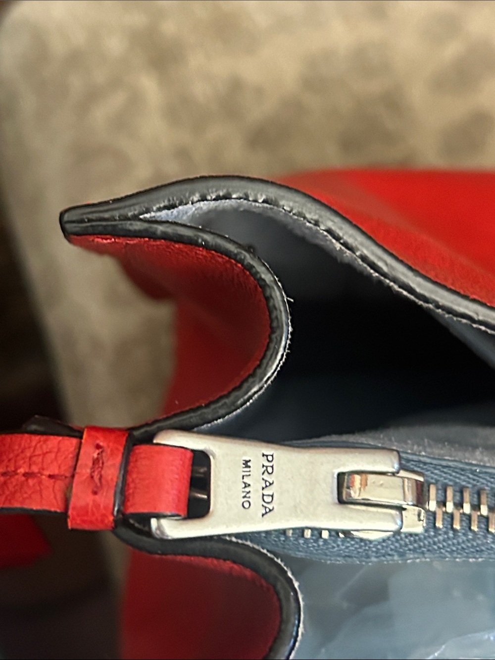 Prada Red Etiquette tote in Glacé calf leather GUC Retails $2200 with COA - Picture 11 of 17